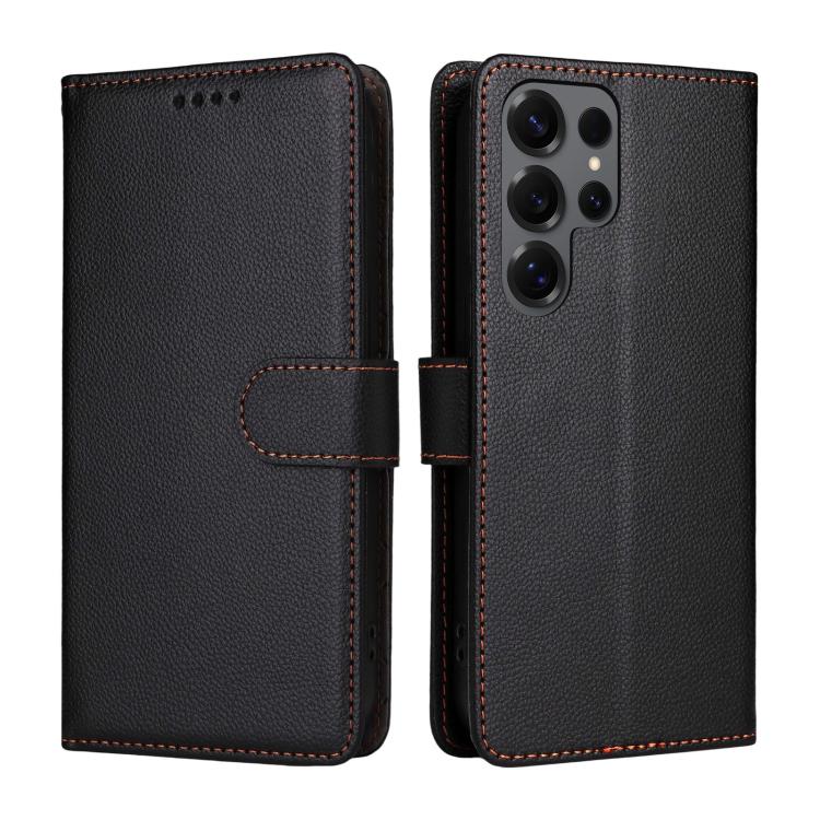 For Samsung Galaxy S25 Ultra 5G Litchi Texture RFID Blocking 3-Card Wallet Leather Phone Case
