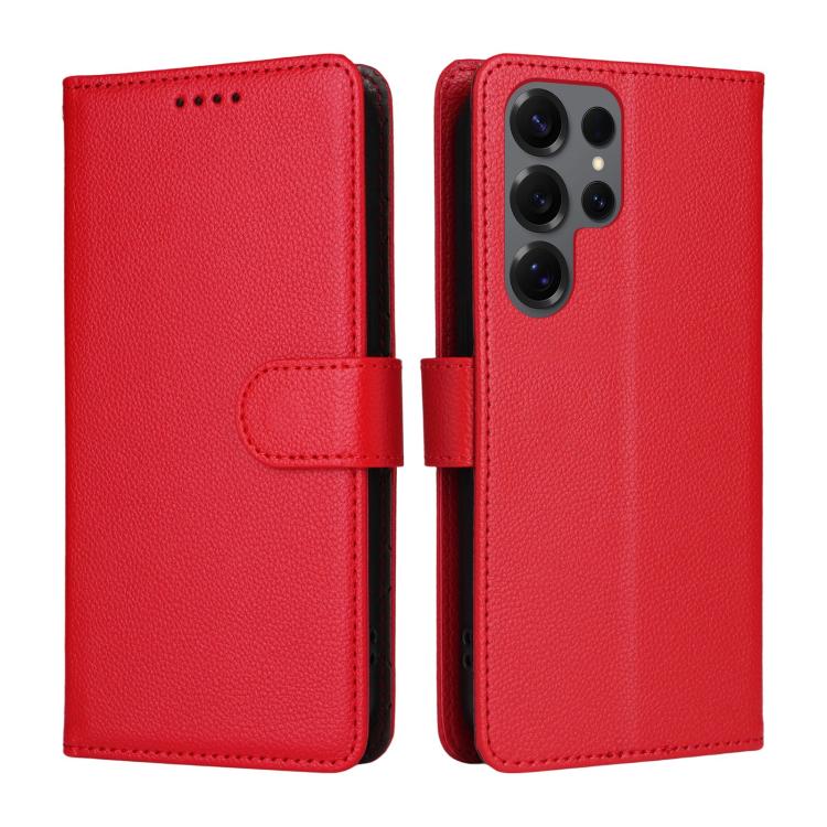 For Samsung Galaxy S25 Ultra 5G Litchi Texture RFID Blocking 3-Card Wallet Leather Phone Case