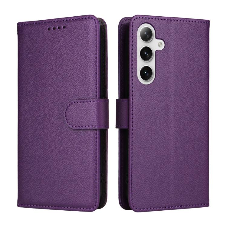 For Samsung Galaxy S24 FE 5G Litchi Texture RFID Blocking 3-Card Wallet Leather Phone Case