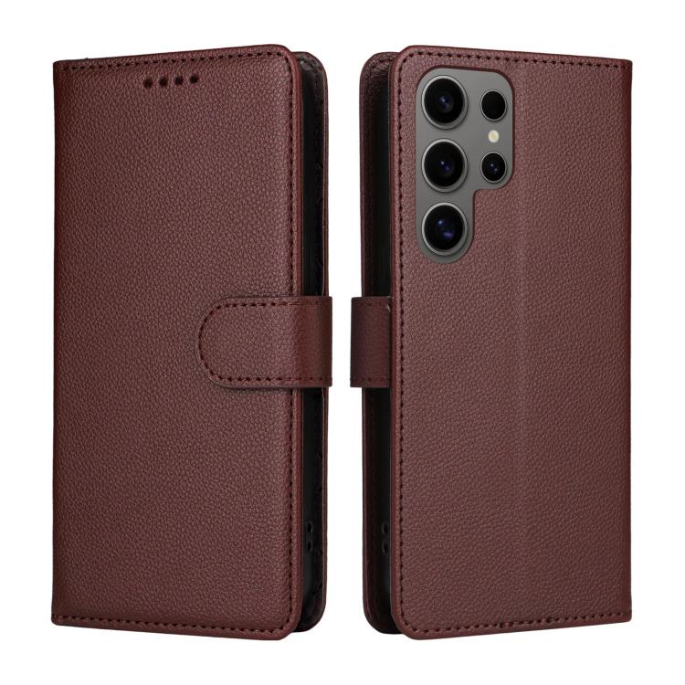 For Samsung Galaxy S24 Ultra 5G Litchi Texture RFID Blocking 3-Card Wallet Leather Phone Case