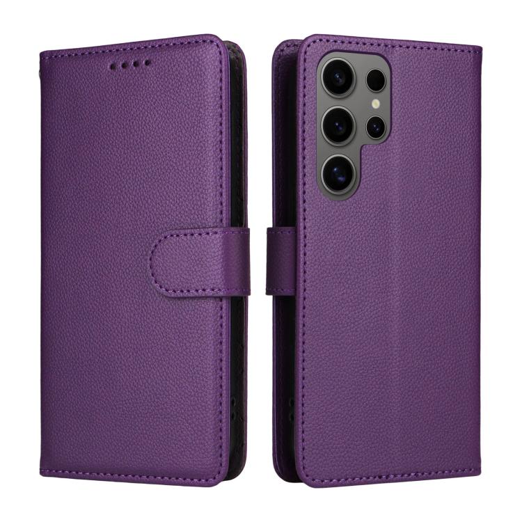 For Samsung Galaxy S24 Ultra 5G Litchi Texture RFID Blocking 3-Card Wallet Leather Phone Case