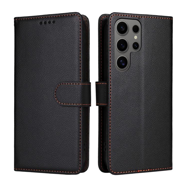 For Samsung Galaxy S24 Ultra 5G Litchi Texture RFID Blocking 3-Card Wallet Leather Phone Case