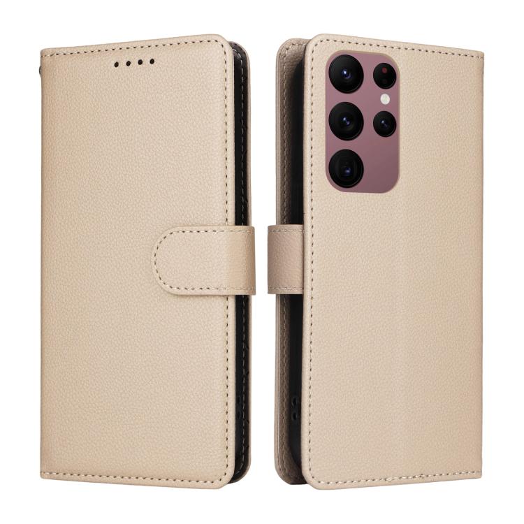 For Samsung Galaxy S23 Ultra 5G Litchi Texture RFID Blocking 3-Card Wallet Leather Phone Case