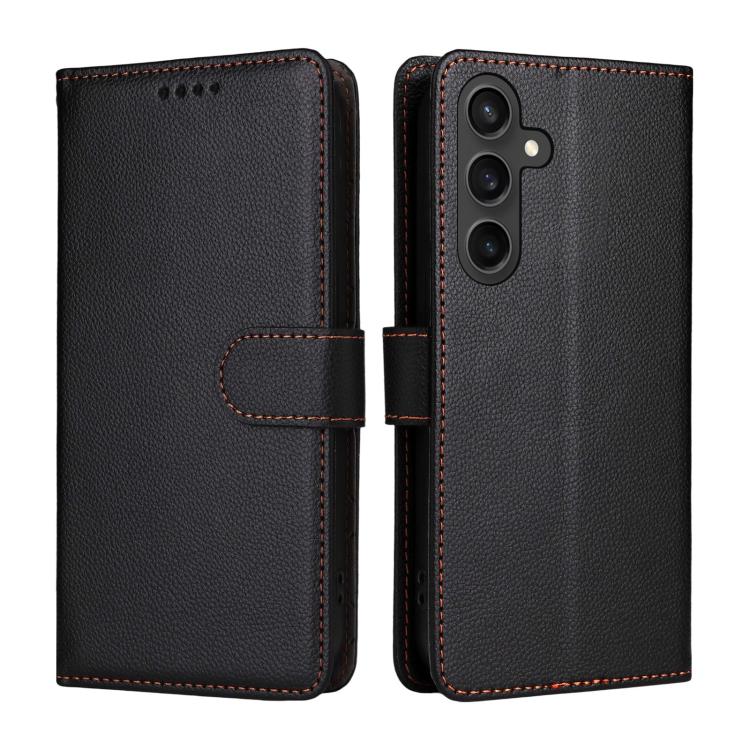 For Samsung Galaxy S23 FE 5G Litchi Texture RFID Blocking 3-Card Wallet Leather Phone Case