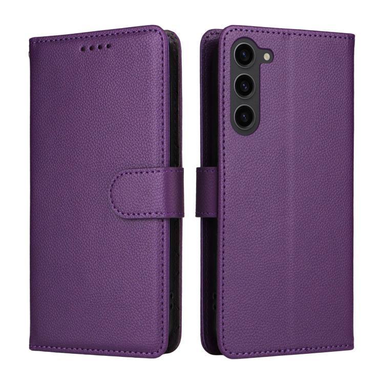 For Samsung Galaxy S23+ 5G Litchi Texture RFID Blocking 3-Card Wallet Leather Phone Case