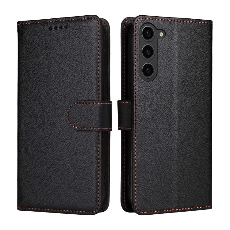 For Samsung Galaxy S23+ 5G Litchi Texture RFID Blocking 3-Card Wallet Leather Phone Case