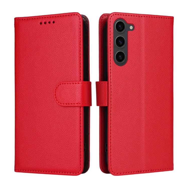 For Samsung Galaxy S23+ 5G Litchi Texture RFID Blocking 3-Card Wallet Leather Phone Case