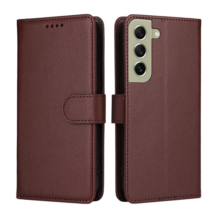 For Samsung Galaxy S21 FE 5G Litchi Texture RFID Blocking 3-Card Wallet Leather Phone Case