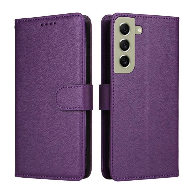 For Samsung Galaxy S21 FE 5G Litchi Texture RFID Blocking 3-Card Wallet Leather Phone Case