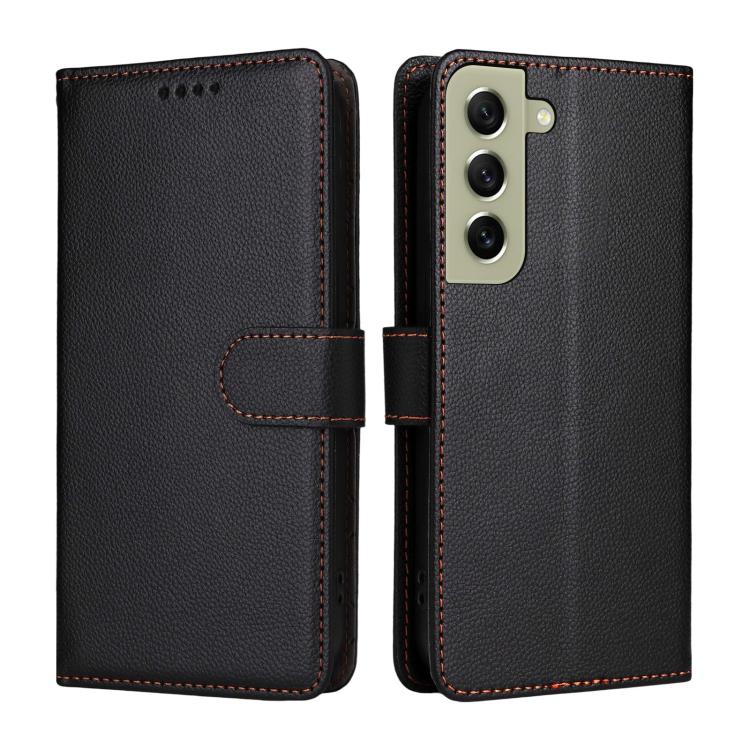 For Samsung Galaxy S21 FE 5G Litchi Texture RFID Blocking 3-Card Wallet Leather Phone Case
