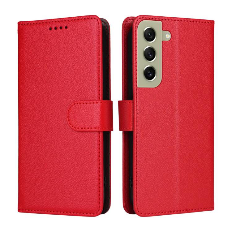 For Samsung Galaxy S21 FE 5G Litchi Texture RFID Blocking 3-Card Wallet Leather Phone Case