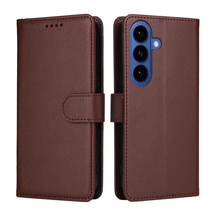 For Samsung Galaxy S26+ 5G Litchi Texture RFID Blocking 3-Card Wallet Leather Phone Case