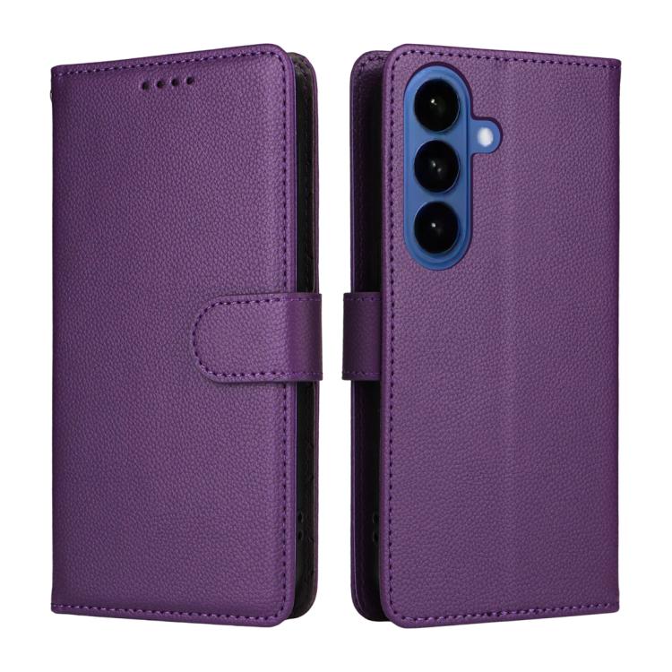 For Samsung Galaxy S26+ 5G Litchi Texture RFID Blocking 3-Card Wallet Leather Phone Case