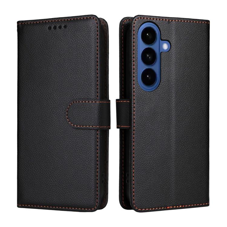 For Samsung Galaxy S26+ 5G Litchi Texture RFID Blocking 3-Card Wallet Leather Phone Case