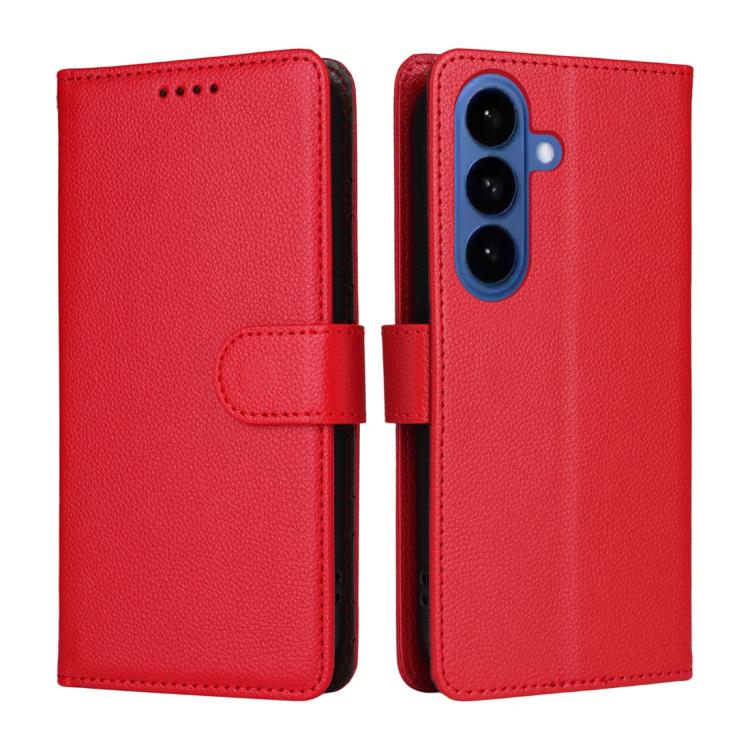 For Samsung Galaxy S26+ 5G Litchi Texture RFID Blocking 3-Card Wallet Leather Phone Case