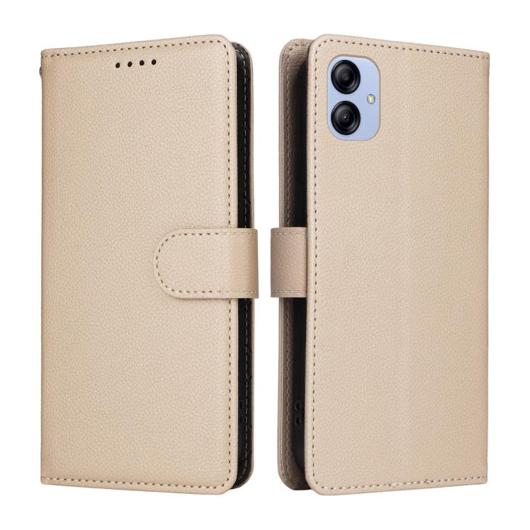 For Samsung Galaxy A04e 4G / F04 Litchi Texture RFID Blocking 3-Card Wallet Leather Phone Case