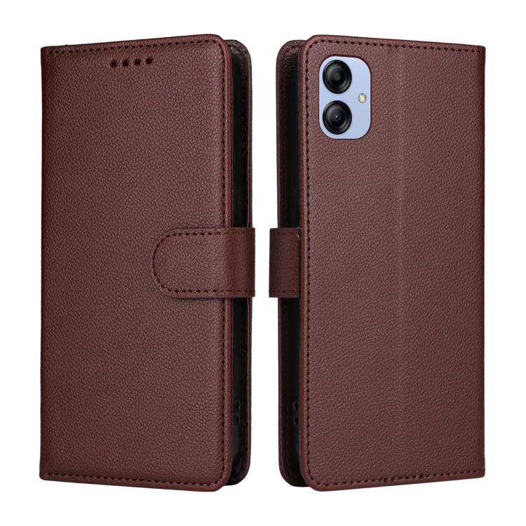 For Samsung Galaxy A04e 4G / F04 Litchi Texture RFID Blocking 3-Card Wallet Leather Phone Case