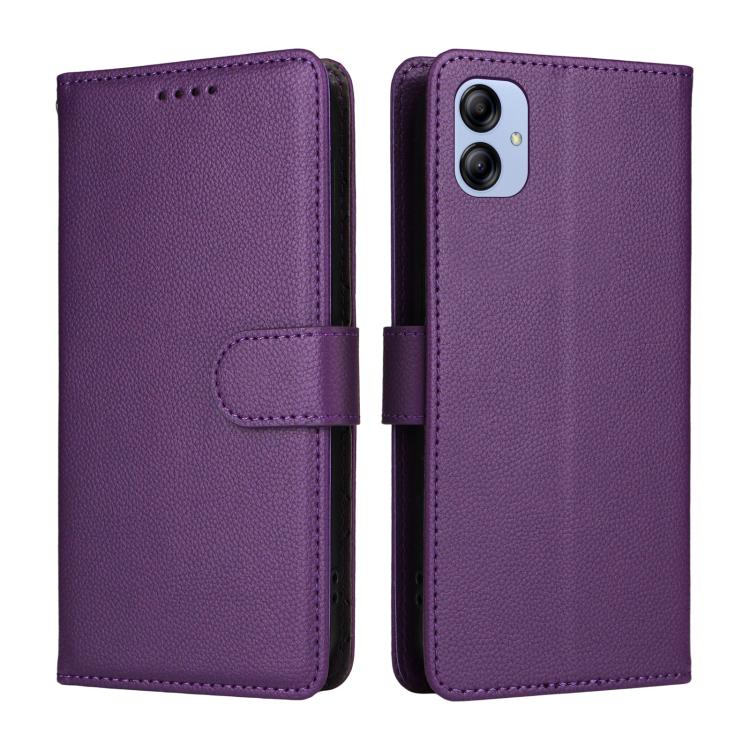 For Samsung Galaxy A04e 4G / F04 Litchi Texture RFID Blocking 3-Card Wallet Leather Phone Case
