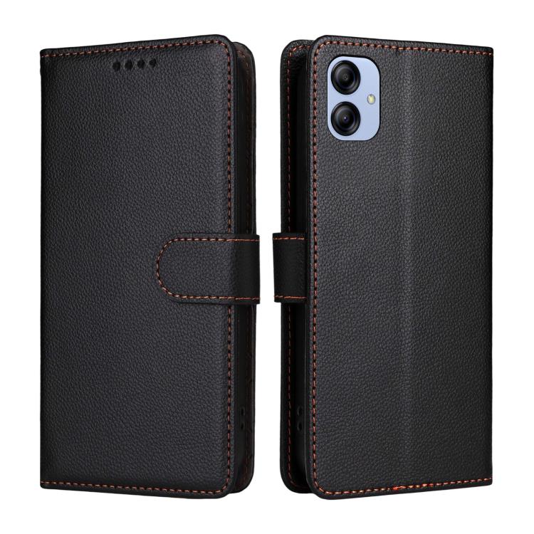 For Samsung Galaxy A04e 4G / F04 Litchi Texture RFID Blocking 3-Card Wallet Leather Phone Case
