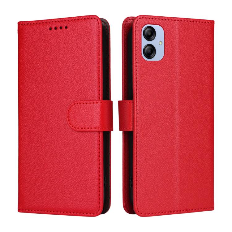 For Samsung Galaxy A04e 4G / F04 Litchi Texture RFID Blocking 3-Card Wallet Leather Phone Case
