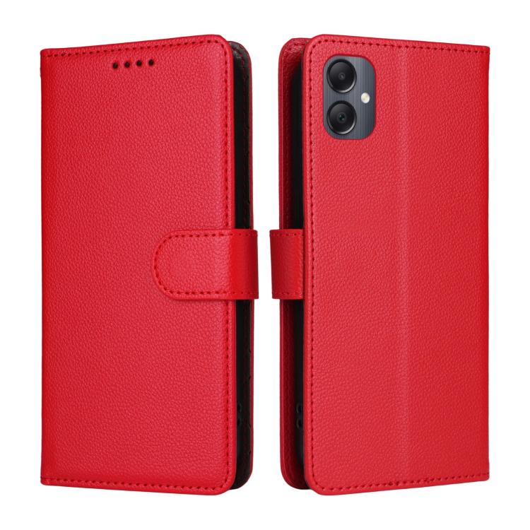 For Samsung Galaxy A05 Litchi Texture RFID Blocking 3-Card Wallet Leather Phone Case