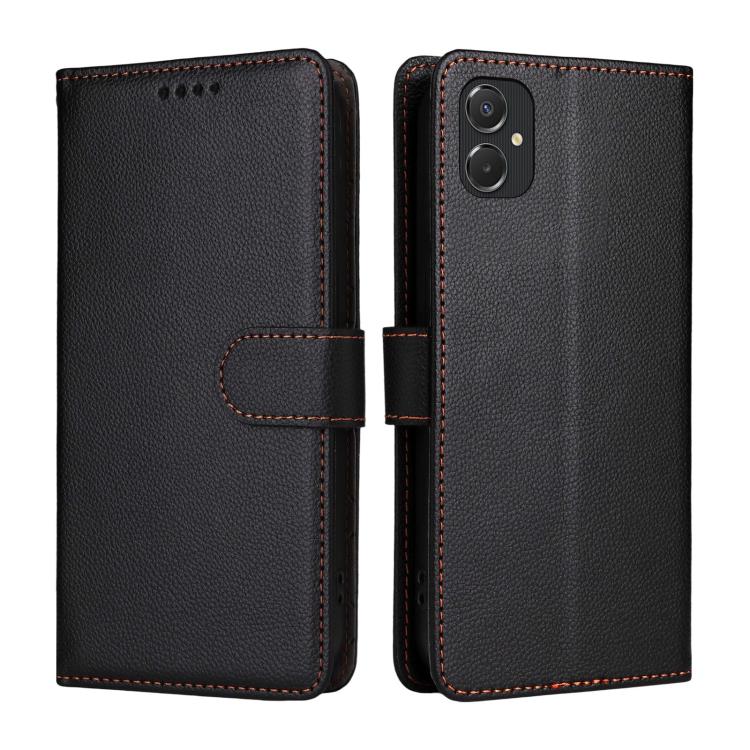 For Samsung Galaxy A06 4G / 5G Litchi Texture RFID Blocking 3-Card Wallet Leather Phone Case