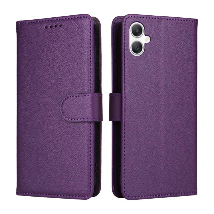 For Samsung Galaxy A07 4G / 5G Litchi Texture RFID Blocking 3-Card Wallet Leather Phone Case
