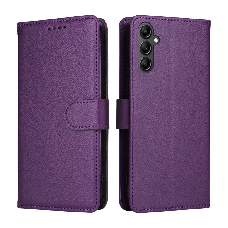 For Samsung Galaxy A14 4G / 5G Litchi Texture RFID Blocking 3-Card Wallet Leather Phone Case