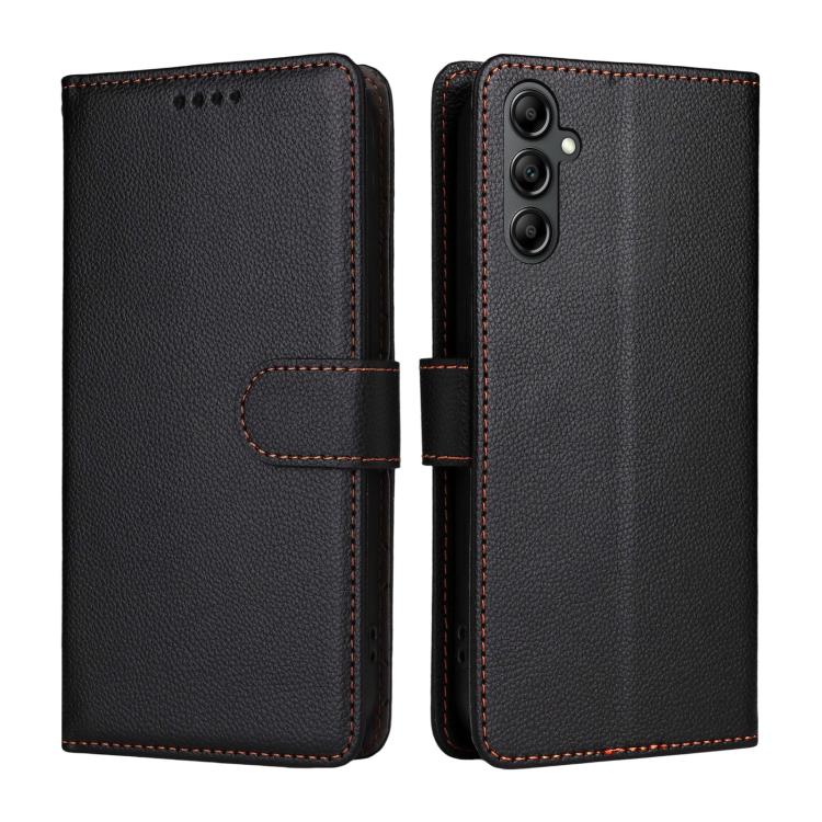 For Samsung Galaxy A14 4G / 5G Litchi Texture RFID Blocking 3-Card Wallet Leather Phone Case