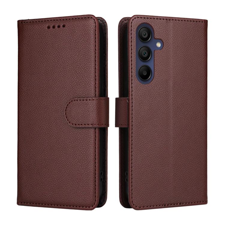 For Samsung Galaxy A15 4G / 5G Litchi Texture RFID Blocking 3-Card Wallet Leather Phone Case