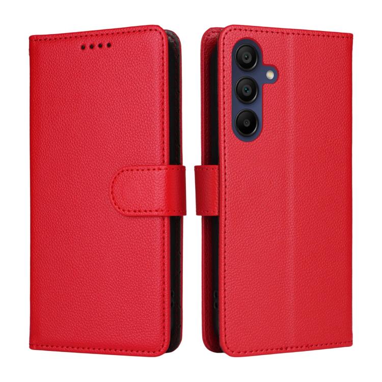 For Samsung Galaxy A15 4G / 5G Litchi Texture RFID Blocking 3-Card Wallet Leather Phone Case