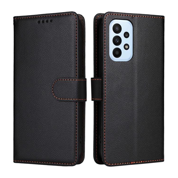 For Samsung Galaxy A23 4G / 5G / F23 Litchi Texture RFID Blocking 3-Card Wallet Leather Phone Case