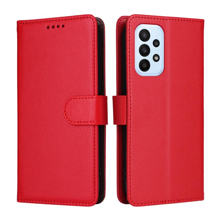 For Samsung Galaxy A23 4G / 5G / F23 Litchi Texture RFID Blocking 3-Card Wallet Leather Phone Case