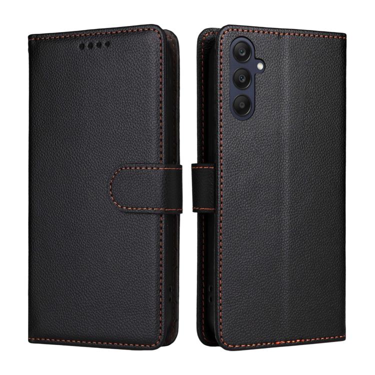 For Samsung Galaxy A25 5G Global Litchi Texture RFID Blocking 3-Card Wallet Leather Phone Case