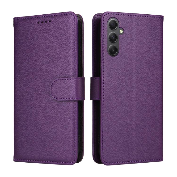 For Samsung Galaxy A34 5G Litchi Texture RFID Blocking 3-Card Wallet Leather Phone Case