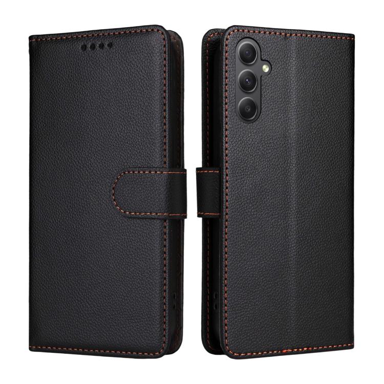 For Samsung Galaxy A34 5G Litchi Texture RFID Blocking 3-Card Wallet Leather Phone Case