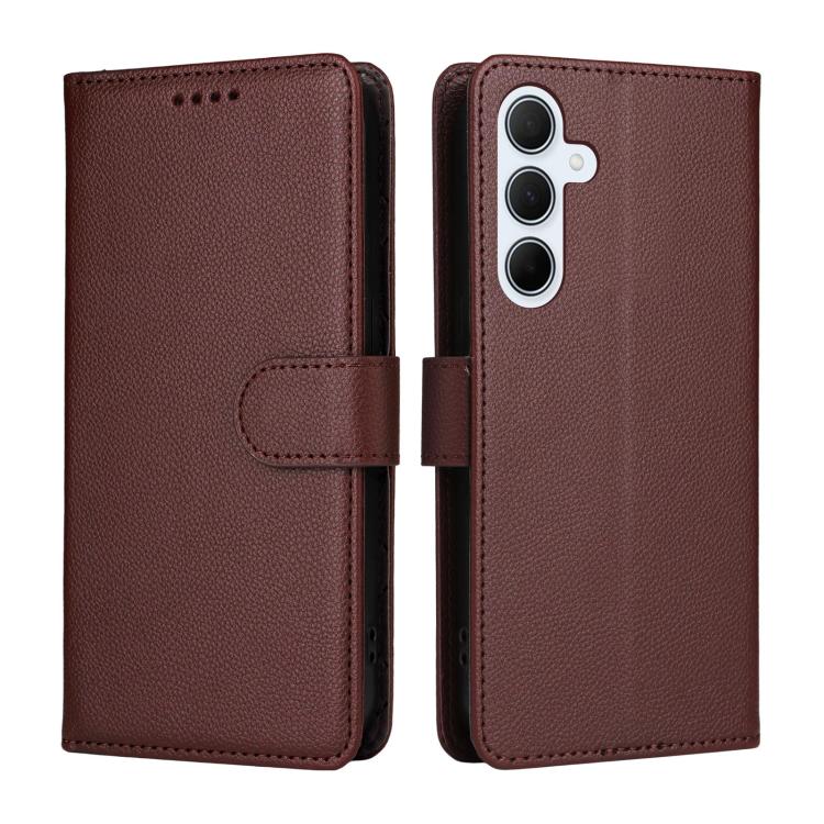 For Samsung Galaxy A35 5G Litchi Texture RFID Blocking 3-Card Wallet Leather Phone Case