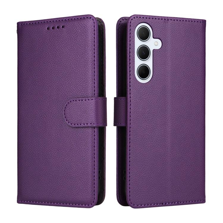 For Samsung Galaxy A35 5G Litchi Texture RFID Blocking 3-Card Wallet Leather Phone Case