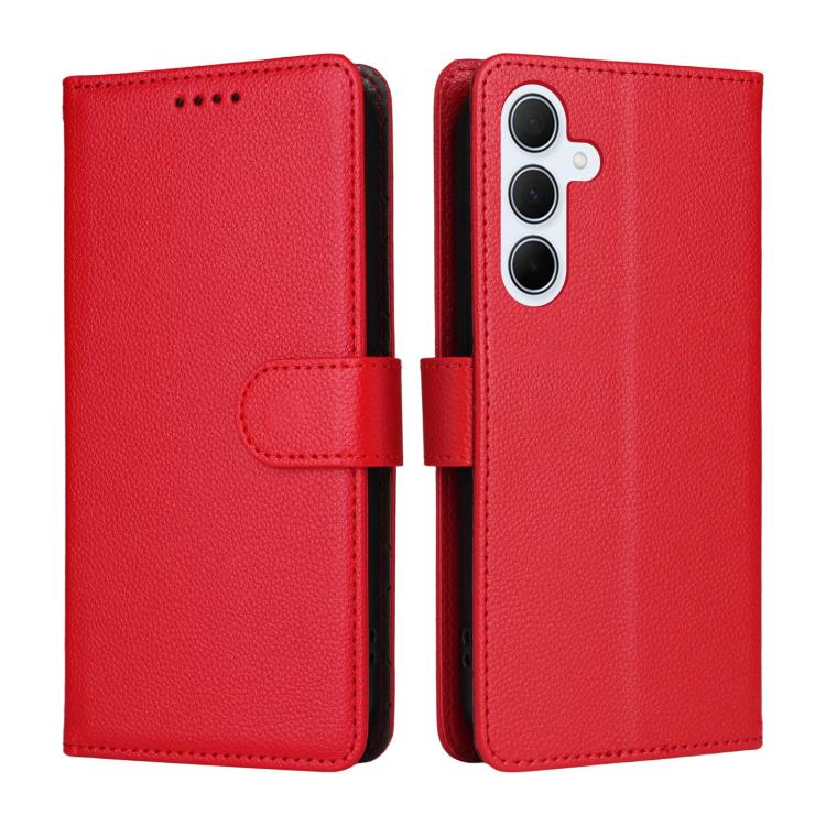 For Samsung Galaxy A35 5G Litchi Texture RFID Blocking 3-Card Wallet Leather Phone Case
