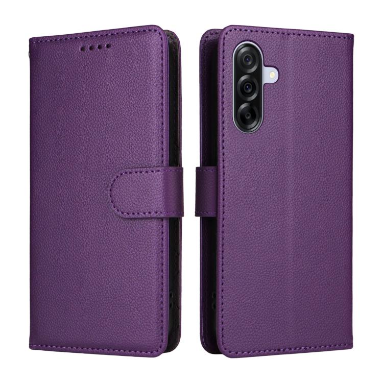 For Samsung Galaxy A36 5G Litchi Texture RFID Blocking 3-Card Wallet Leather Phone Case