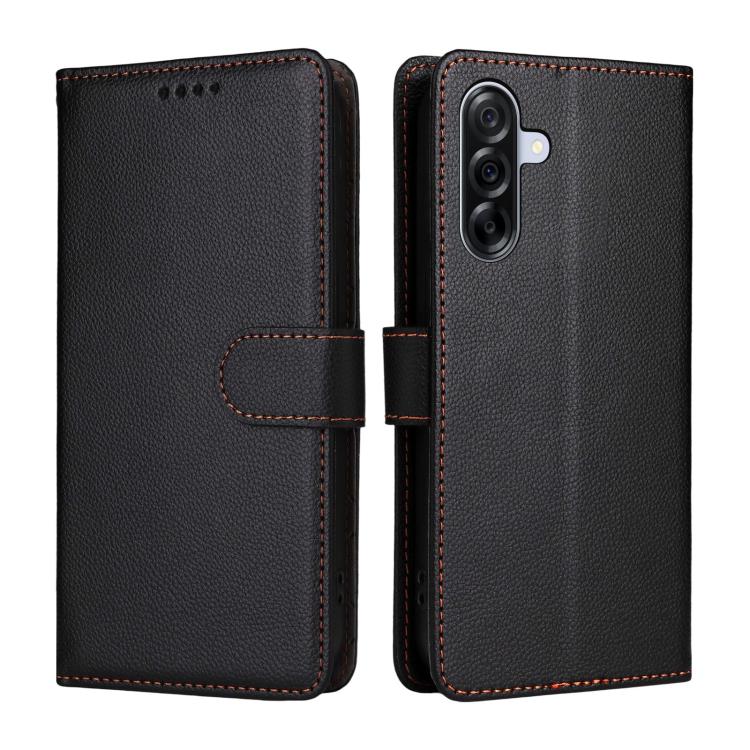 For Samsung Galaxy A36 5G Litchi Texture RFID Blocking 3-Card Wallet Leather Phone Case