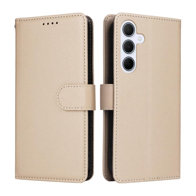 For Samsung Galaxy A55 5G Litchi Texture RFID Blocking 3-Card Wallet Leather Phone Case