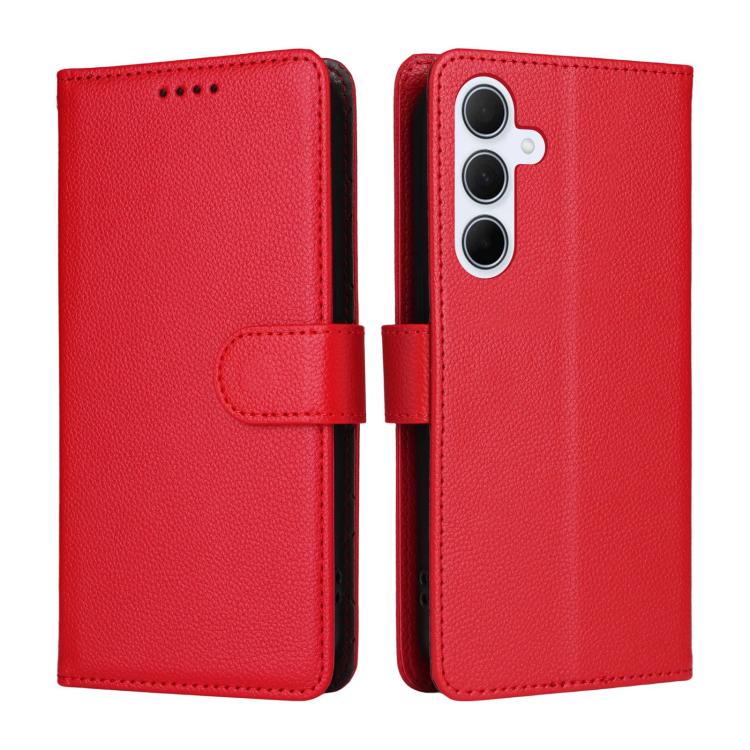 For Samsung Galaxy A55 5G Litchi Texture RFID Blocking 3-Card Wallet Leather Phone Case