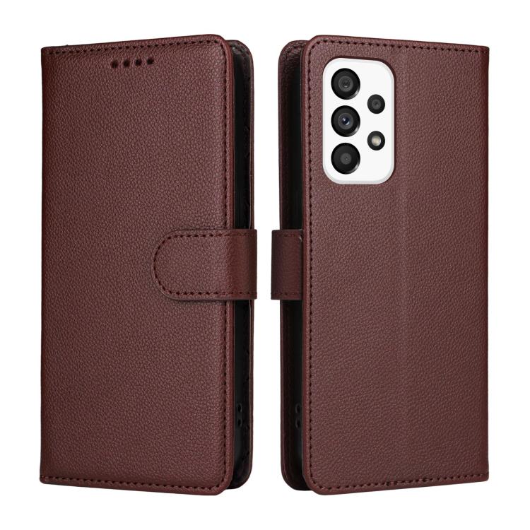 For Samsung Galaxy A73 5G Litchi Texture RFID Blocking 3-Card Wallet Leather Phone Case