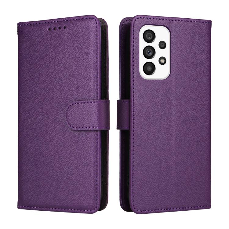 For Samsung Galaxy A73 5G Litchi Texture RFID Blocking 3-Card Wallet Leather Phone Case