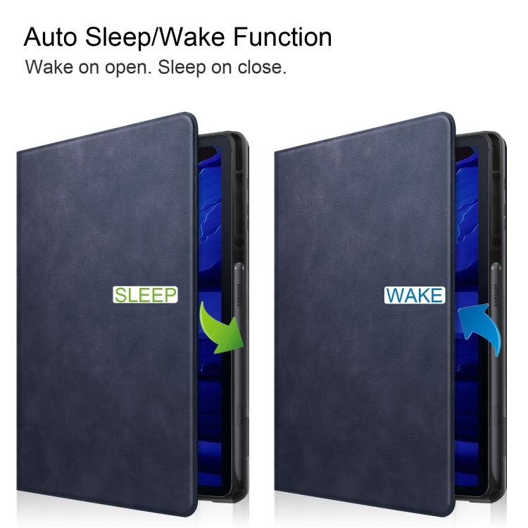 For Samsung Galaxy Tab S8+ / Tab S8 Plus /  Tab S7 FE / Tab S7+ T970 Cowhide Texture TPU Tablet Horizontal Flip Leather Case with Holder & Sleep / Wake-Up Function & Pen Slot