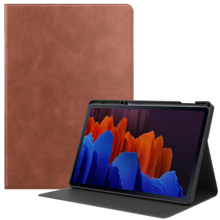 For Samsung Galaxy Tab S8+ / Tab S8 Plus /  Tab S7 FE / Tab S7+ T970 Cowhide Texture TPU Tablet Horizontal Flip Leather Case with Holder & Sleep / Wake-Up Function & Pen Slot