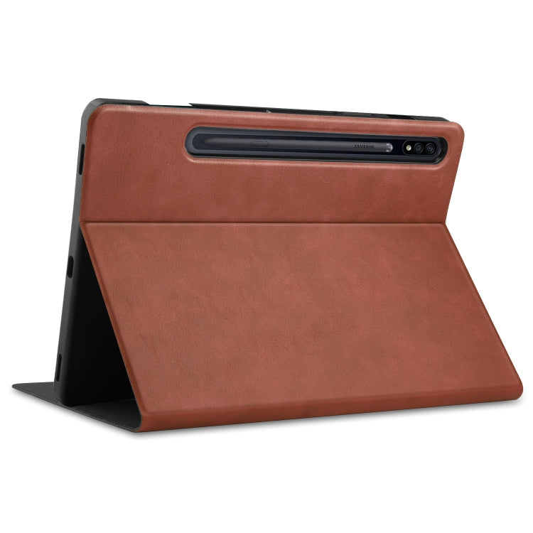 For Samsung Galaxy Tab S8+ / Tab S8 Plus /  Tab S7 FE / Tab S7+ T970 Cowhide Texture TPU Tablet Horizontal Flip Leather Case with Holder & Sleep / Wake-Up Function & Pen Slot