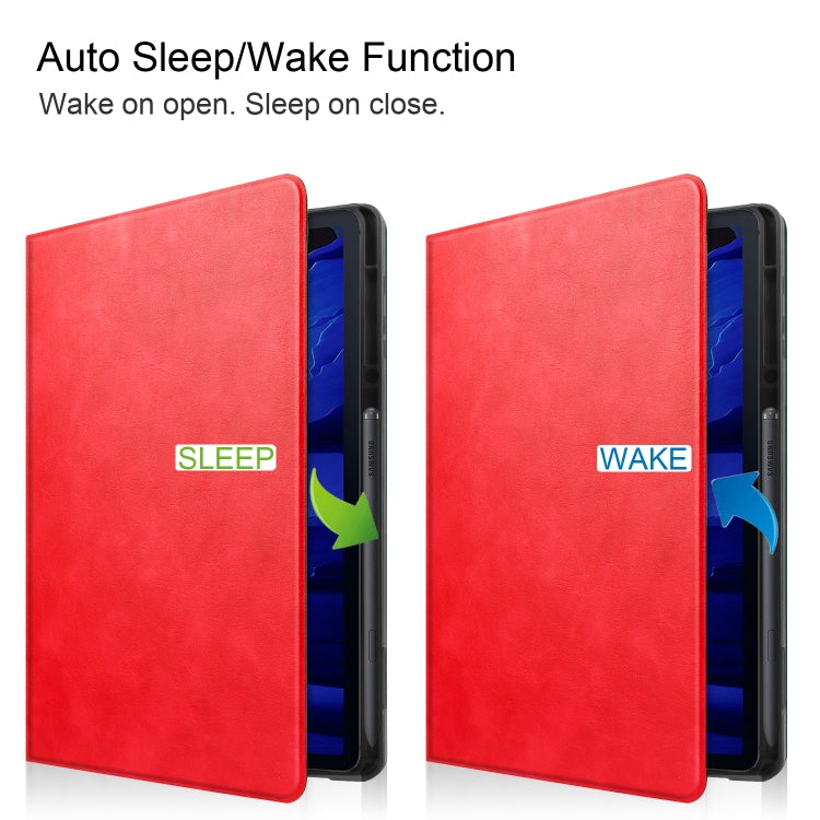For Samsung Galaxy Tab S8+ / Tab S8 Plus /  Tab S7 FE / Tab S7+ T970 Cowhide Texture TPU Tablet Horizontal Flip Leather Case with Holder & Sleep / Wake-Up Function & Pen Slot
