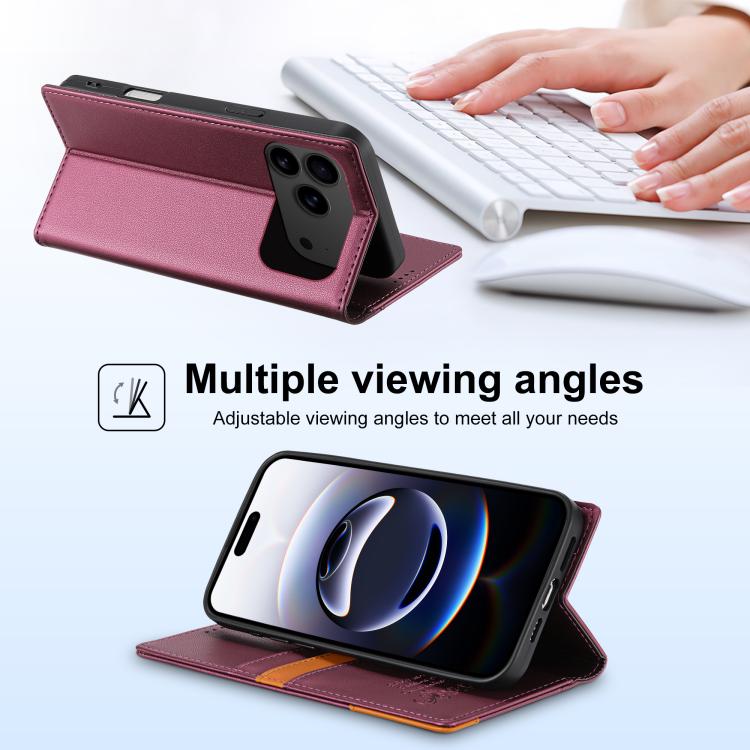 For iPhone 17 Pro Max N.BEKUS P3 RFID Stitching Magnetic Flip Leather Phone Case